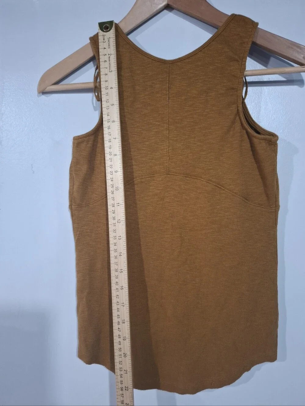 Free People Lace-Up Ribbed Tank Top - Rust Brown Sz M Babydoll Boho